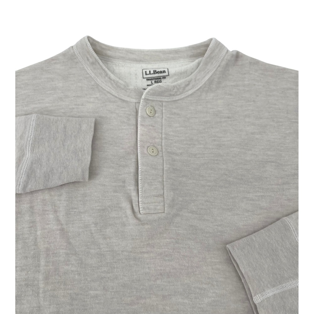 LL Bean River Drivers Shirt Mens Large Cream Wool Blend Henley 166891 Canada